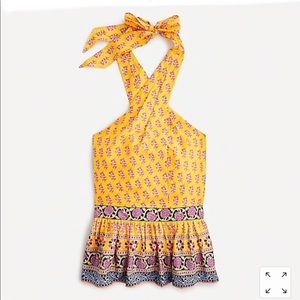 J. Crew Halter Peplum Top in Sunny Tribal Print